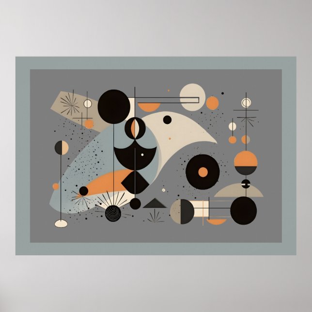 Mid-Century Bauhaus Whimsical Geometric Shapes  Poster (Front)
