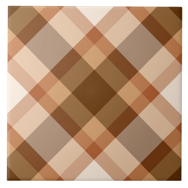 Mid-Century Bias Plaid, Brown, Beige and Copper Tile (Front)