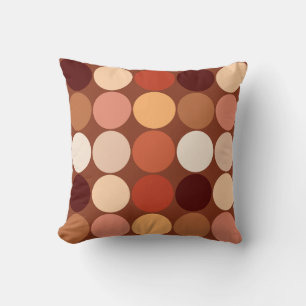 Mid-Century Big Dots, Chocolate Brown & Tan Throw Pillow