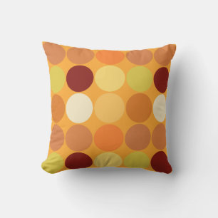Mid-Century Big Dots, Mustard Gold and Brown Throw Pillow