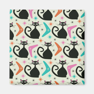 Mid Century Black Atomic Cats with Boomerangs Magnet