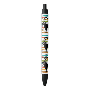Mid Century black cat design Black Ink Pen