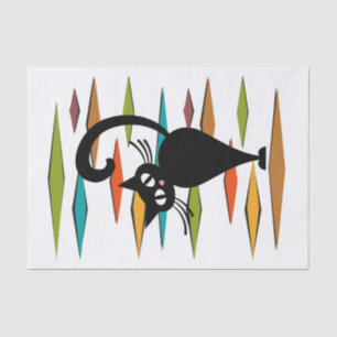 Mid Century black cat design Tissue Paper