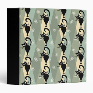 Mid Century black cat pattern Binder
