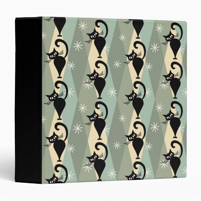 Mid Century black cat pattern Binder (Front/Spine)