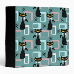 Mid Century black cat pattern Binder