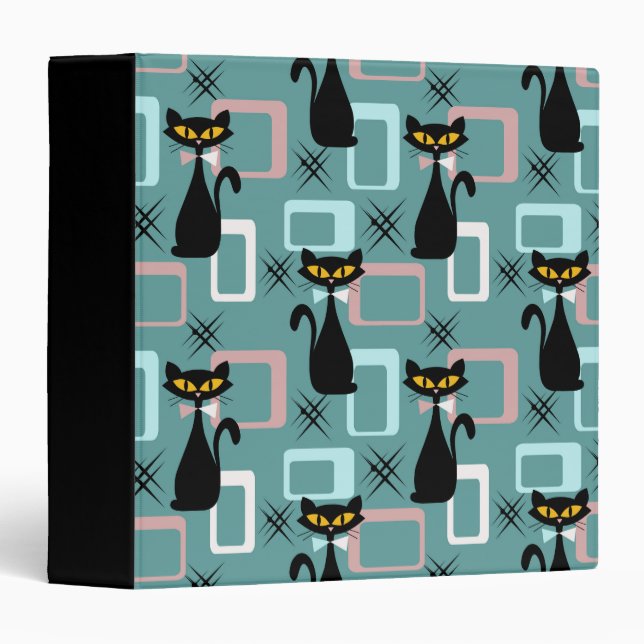 Mid Century black cat pattern Binder (Front/Spine)