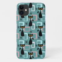 Mid Century black cat pattern 