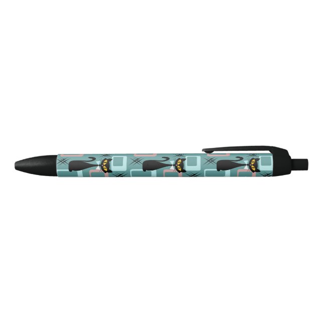 Mid Century black cat pattern Ink Pen (Top)