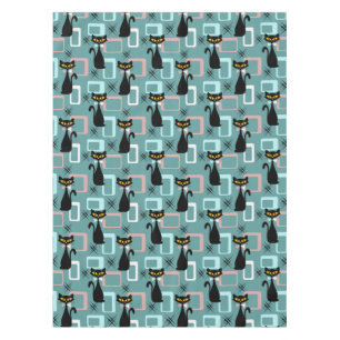 Mid Century black cat pattern Tablecloth
