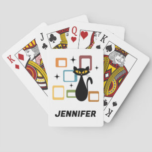 Mid Century black cat Playing Cards