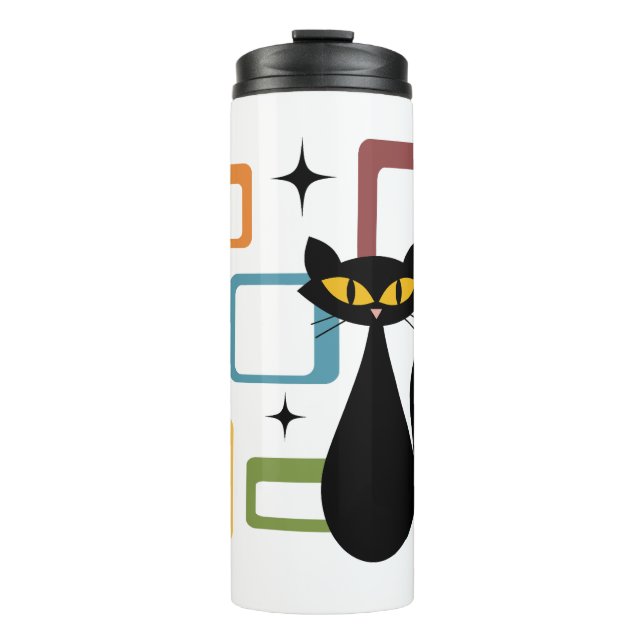 Mid Century black cat Thermal Tumbler (Front)