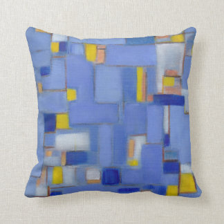 Mid Century Blue Abstract Original Art Pillow