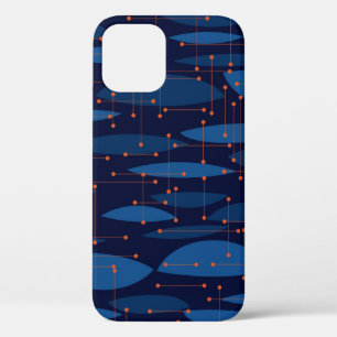 Mid-Century Blue Atomic Seamless Pattern iPhone 12 Case
