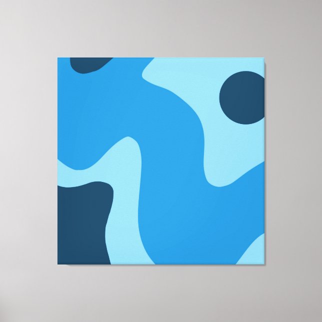 Mid Century Blue Deep Water Abstract Design Canvas Print (Front)