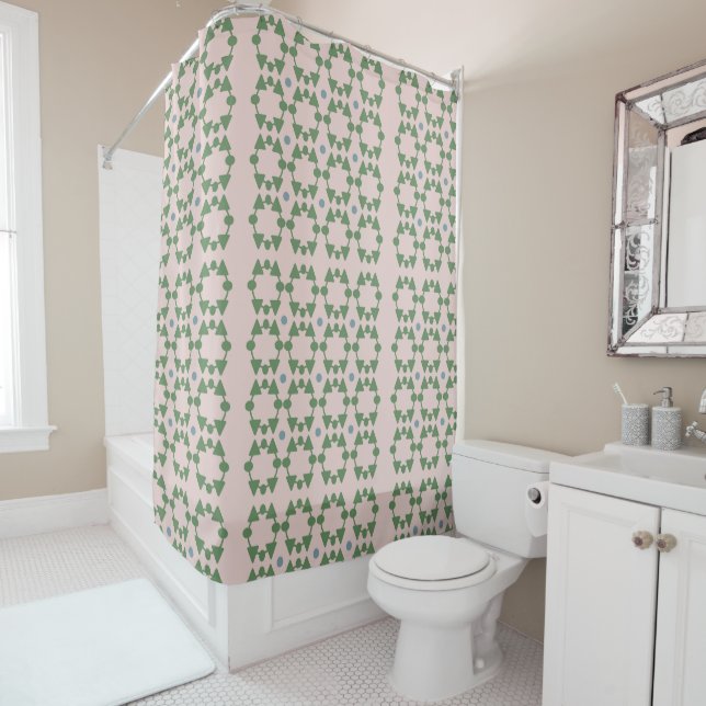 Mid century blush pink, sage green patterned  (In Situ)