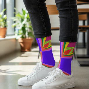 Mid-Century Bold Geometric Abstract Retro Pattern Socks
