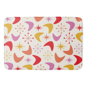Mid Century Boomerang with Atomic Starbursts Bath Mat