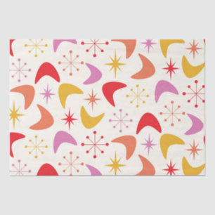 Mid Century Boomerang with Colourful  Atomic Stars Tissue Paper