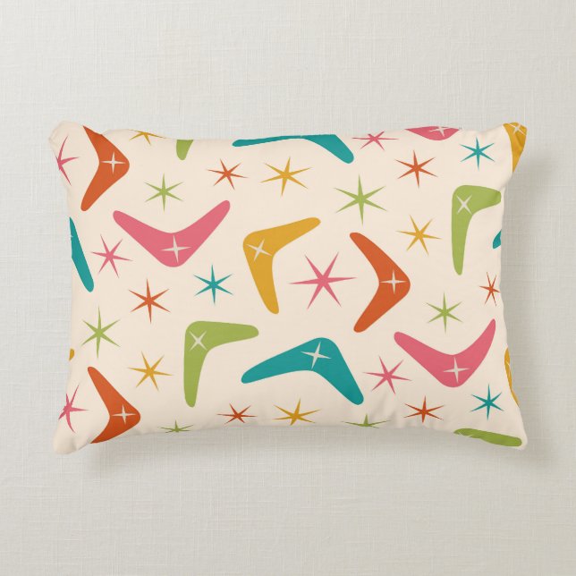 Mid Century Boomerang with Retro starbursts  Accent Pillow (Front)
