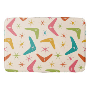 Mid Century Boomerang with Retro Starbursts Bath Mat