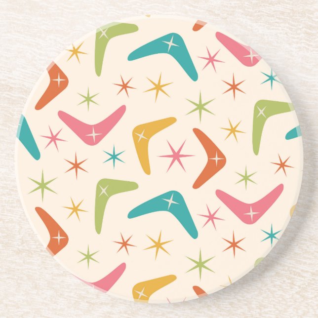 Mid Century Boomerang with Retro starbursts  Coaster (Front)