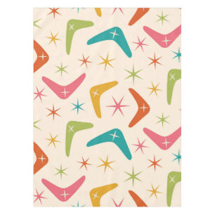 Mid Century Boomerang with Retro Starbursts  Tablecloth