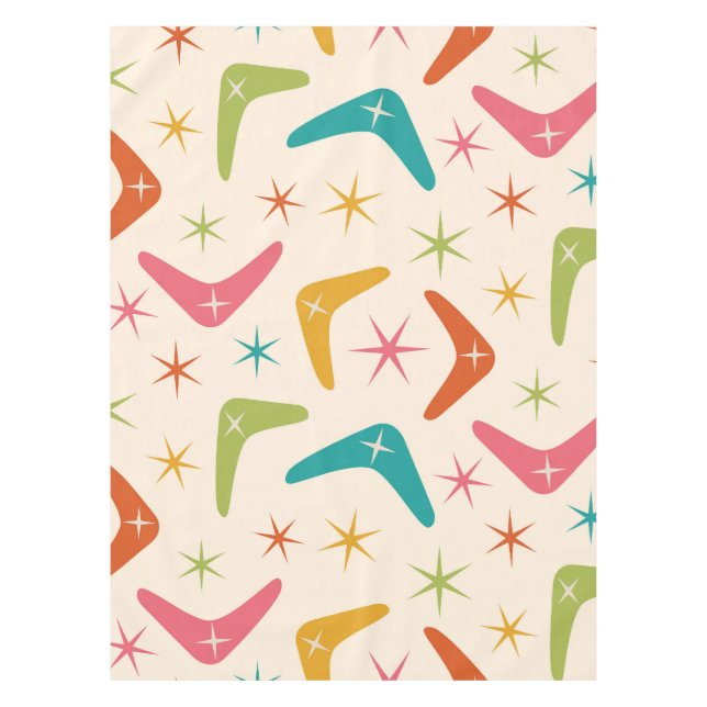 Mid Century Boomerang with Retro Starbursts  Tablecloth (Front)