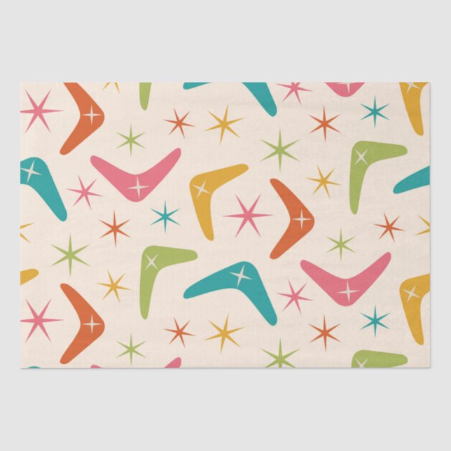 Mid Century Boomerang with Retro Starbursts  Tissue Paper (Front)