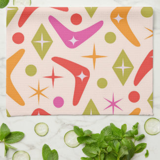 Mid Century Boomerangs with Stars and diamonds Kitchen Towel