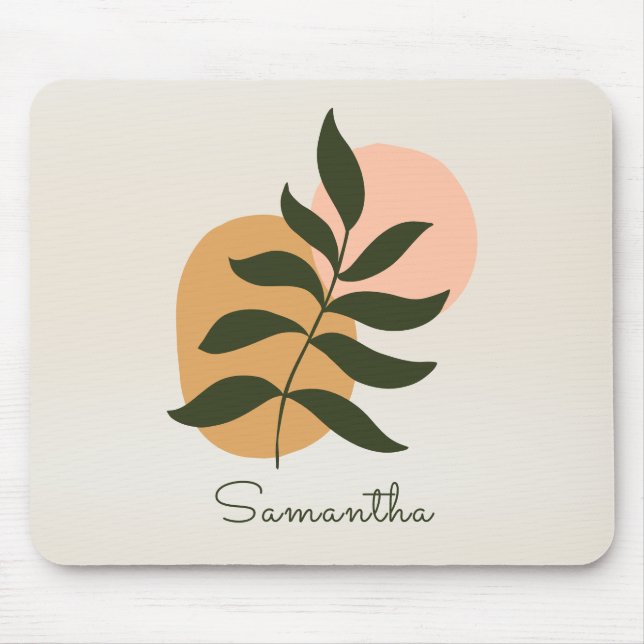 Mid Century Botanical Abstract Terracotta Boho    Mouse Pad (Front)