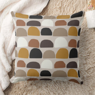Mid Century Botanical Abstract Terracotta Boho    Throw Pillow