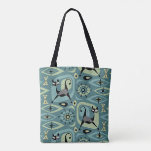 Mid Century Cat Abstract Tote Bag