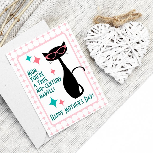 Mid-Century Cat, Happy Mother's Day Holiday Card (Creator Uploaded)