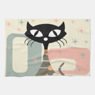 Mid Century Cat Mid-Century Modern Kitchen Towel