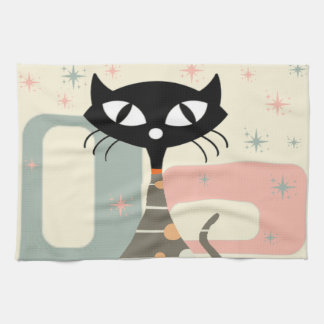 Mid Century Cat Mid-Century Modern Kitchen Towel
