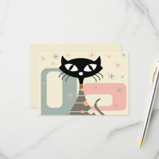 Mid Century Cat Mid-Century Modern RSVP Card