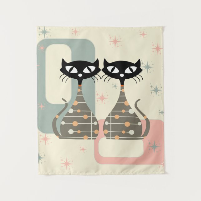 Mid Century Cat Mid-Century Modern Tapestry (Front)