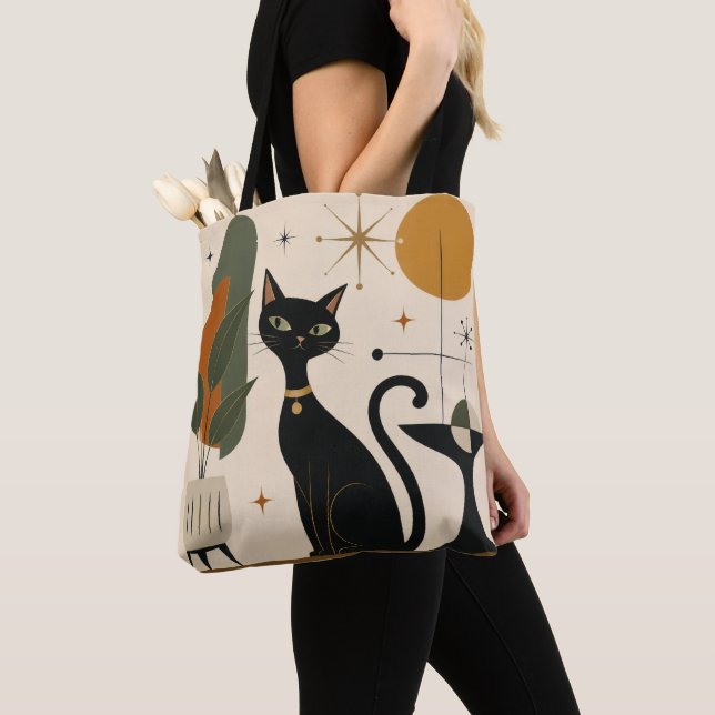 Mid-Century Cat Tote Bag (Close Up)