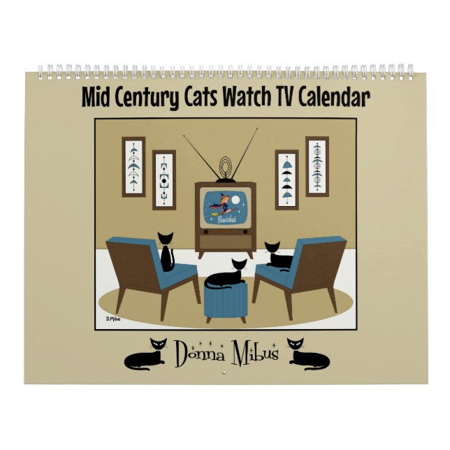 Mid Century Cats Regarder le calendrier TV (Protection)