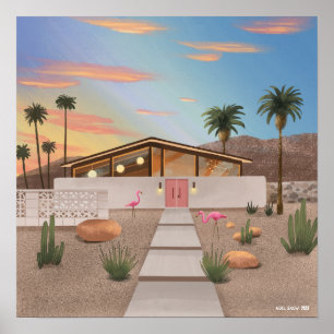 Mid-century Century Modern Flamingo House Poster