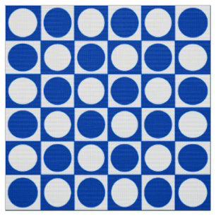 Mid-Century Chequerboard - cobalt and white Fabric