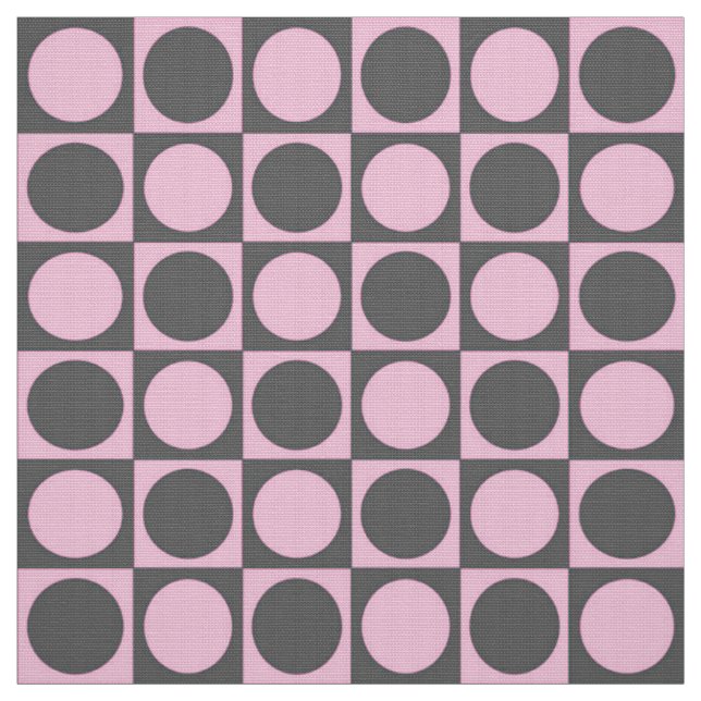 Mid-Century Chequerboard - grey and pink Fabric (Swatch)