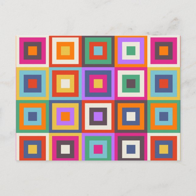 Mid Century Chequered Matisse Inspired Design Postcard (Front)