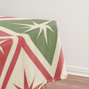 Mid Century Christmas Atomic Stars on diamonds  Tablecloth
