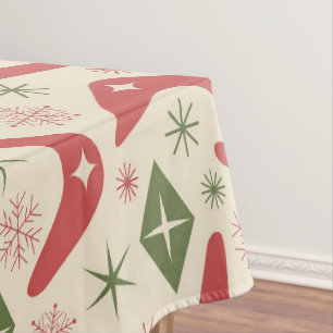 Mid Century Christmas Boomerangs with Diamonds Tablecloth