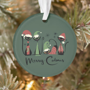 Mid Century Christmas Cats Atomic 50s Style Ornament
