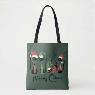 Mid Century Christmas Cats Atomic 50s Style Tote Bag
