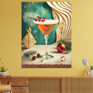 Mid Century Christmas Cocktail Party Happy Hour Canvas Print