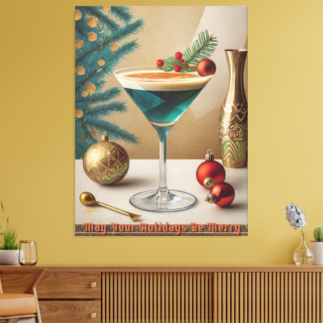 Mid Century Christmas Cocktail Party Happy Hour Canvas Print (Insitu(LivingRoom))